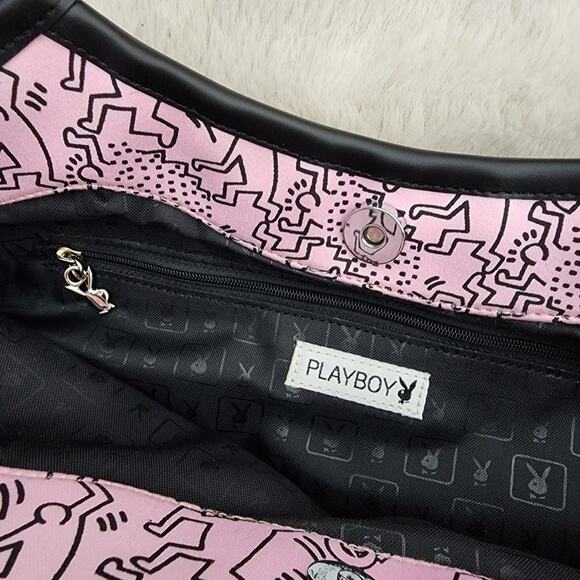 NEW Playboy Bunny Y2K Pink Patterned Graphic Shoulder Tote Women's Bag - Picture 10 of 12
